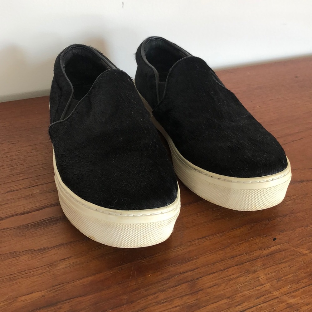 Celine pony hair black slip on sneakers